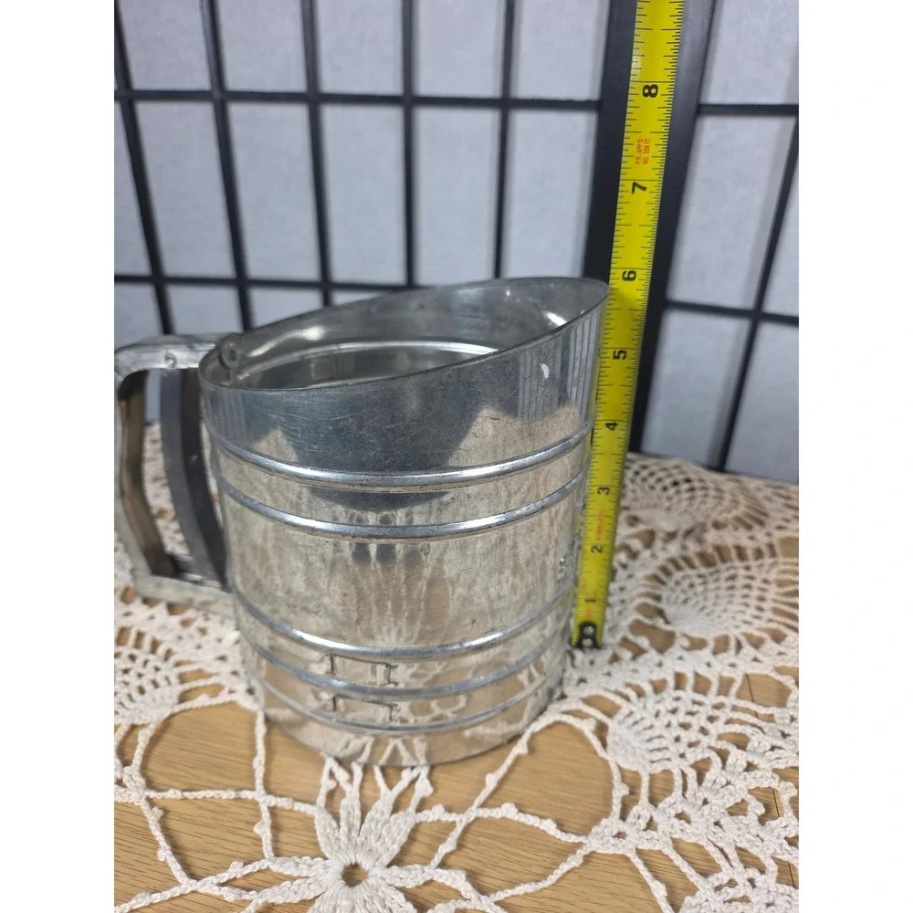 Vintage Foley Sift-Chine Triple Screen Flour Sifter Galvanized Metal Farmhouse
